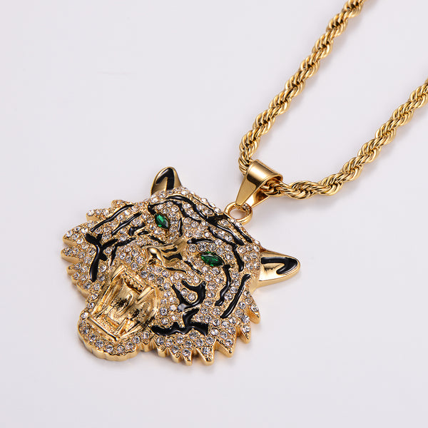 Hip Hop Tiger Stainless Steel PVD Plating Pendants