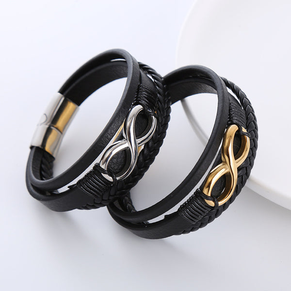 Retro Men Vintage Patchwork Leather Electroplating String Bracelets