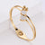 Japanese / Korean Women Diamond Heart Titanium Steel PVD Plating Bangles