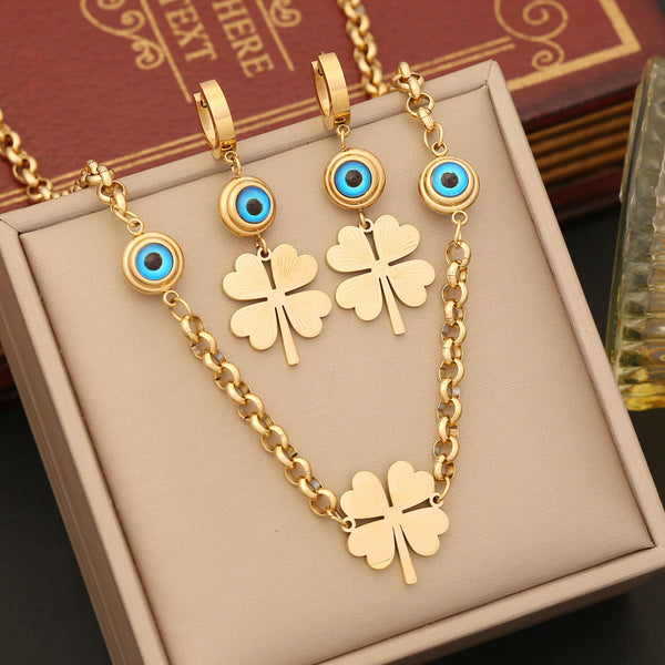 Expressive Eye Flower Stainless Steel Electroplating Necklaces