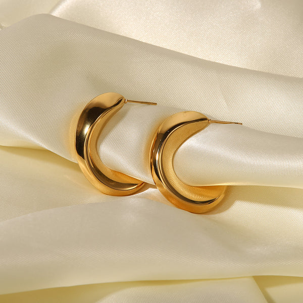 IG Style Circle Stainless Steel 18K Gold Plated Earrings