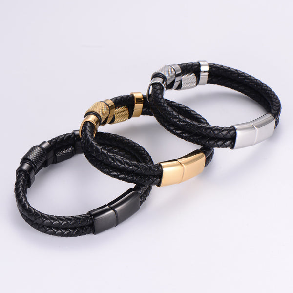 Men Metal Leather Bangles