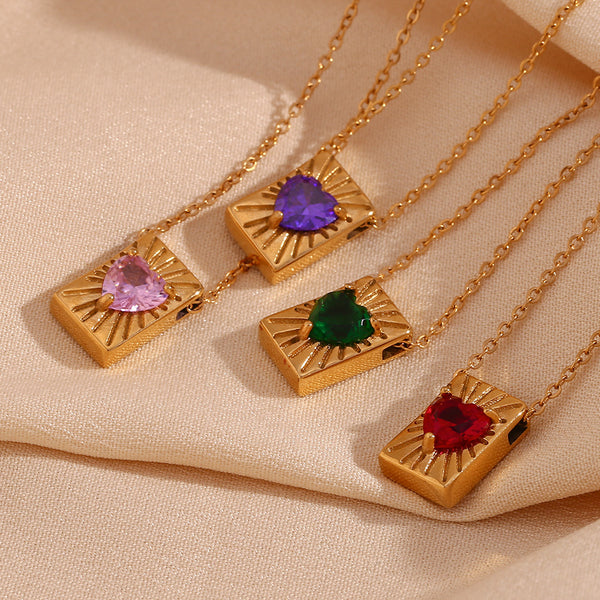 Fashion Quadrilateral Geometric Stainless Steel 18K Gold Plated Necklaces