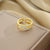 Moderate Luxury Round Geometric Titanium Steel 18K Gold Plated Rings