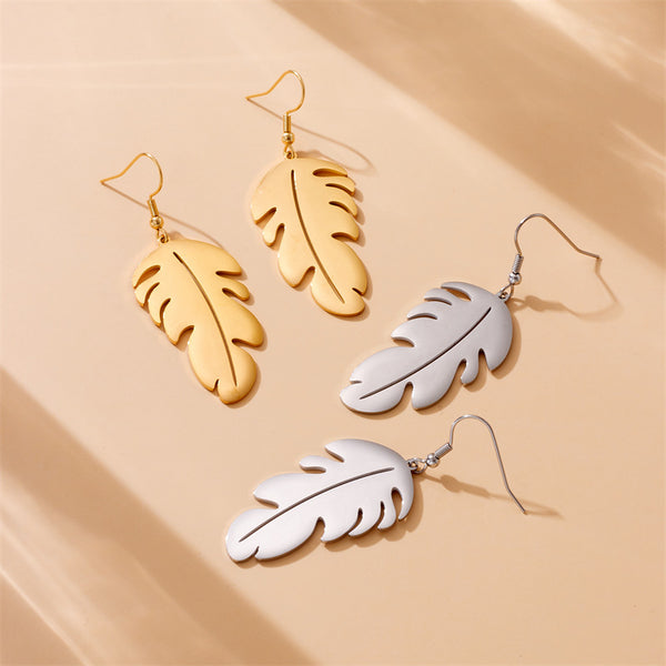 Fashion Feather Stainless Steel Electroplating Earrings