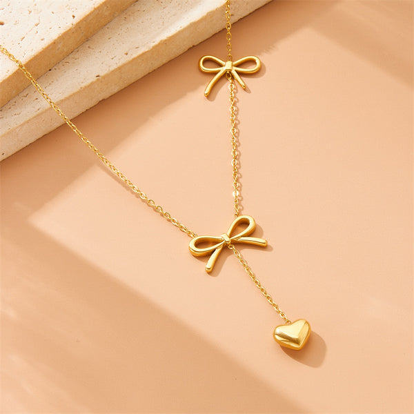 Fashion Tassel Bowknot Bowknot Stainless Steel Electroplating Necklaces