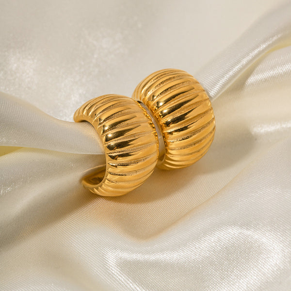 IG Style Circle Geometric Stainless Steel 18K Gold Plated Earrings