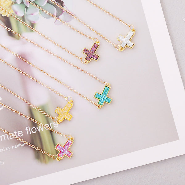 Women Minimalist Cross Alloy Electroplating Necklaces