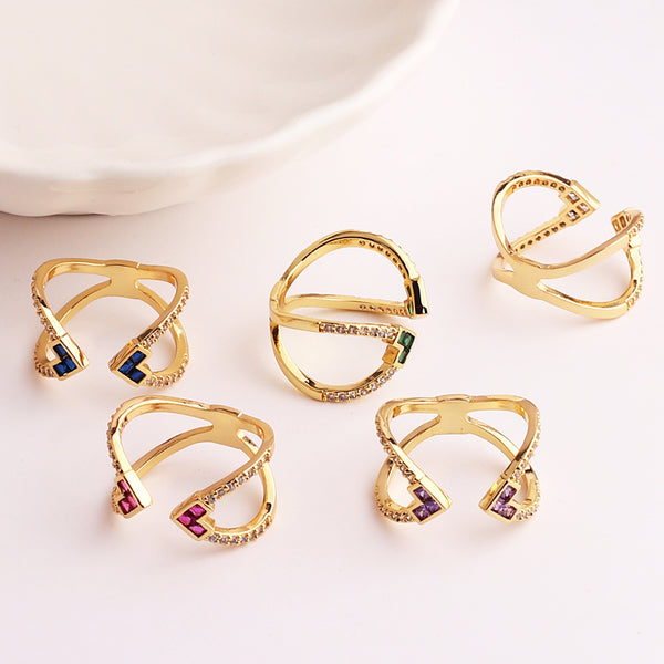 IG Style Women U-Shape Zircon Electroplating Rings