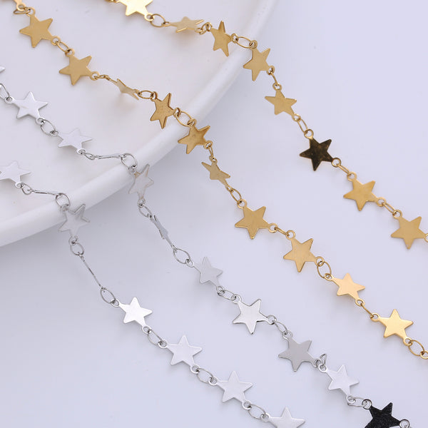 Cute Pentagram Star Stainless Steel Electroplating Necklaces