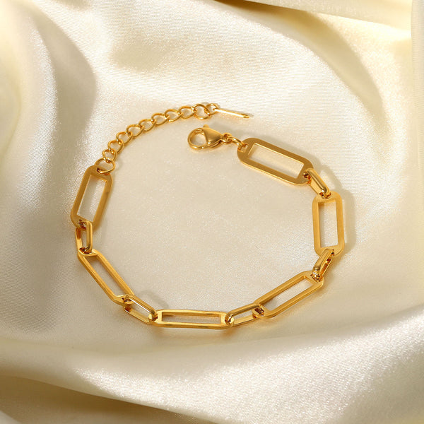 Women IG Style Chain Geometric Stainless Steel 18K Gold Plated Bracelets