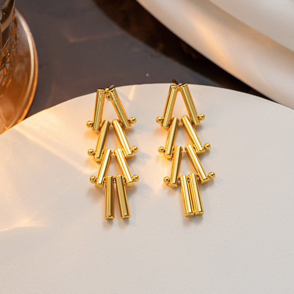 Minimalist Triangle Geometric Titanium Steel 18K Gold Plated Earrings