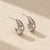 925 Sterling Silver Luxurious Circle Ellipse Geometric Silver Diamond Inlay Stud Earrings