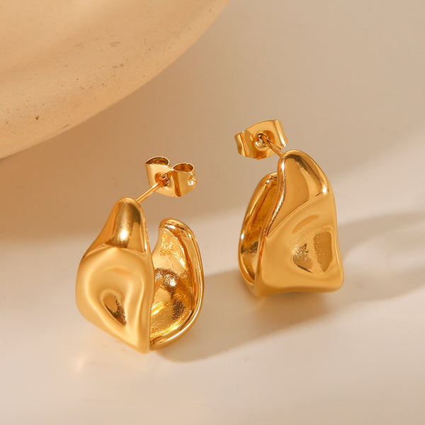 IG Style Irregular Geometric Stainless Steel Electroplating Earrings