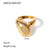 Women IG Style Letter Geometric Stainless Steel 18K Gold Plated Rings