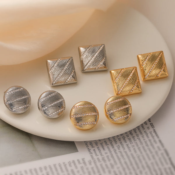 Irregular Geometric Copper Inlay Stud Earrings