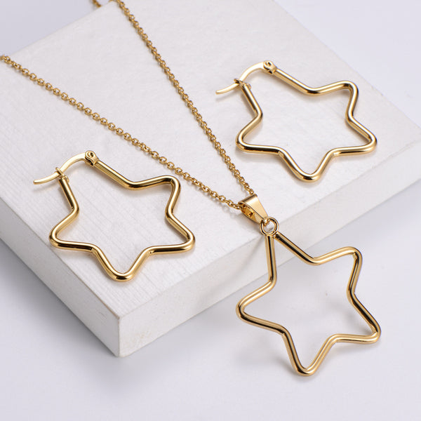 Women Korean Geometric Metal Star Stainless Steel Electroplating Pendants