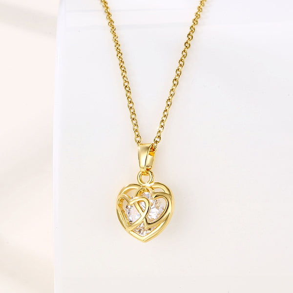 Women Minimalist Geometric Metal Heart Stainless Steel Electroplating Necklaces