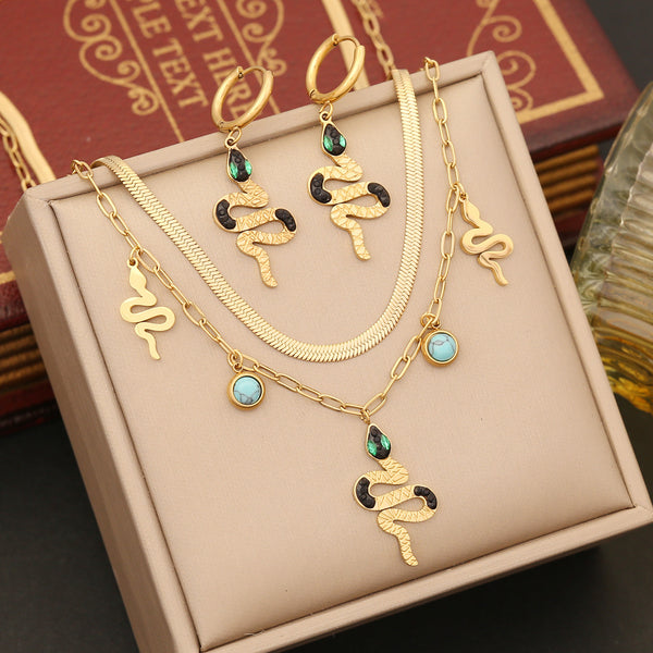 Expressive Snake Chinese Zodiac Animal Stainless Steel Electroplating Necklaces