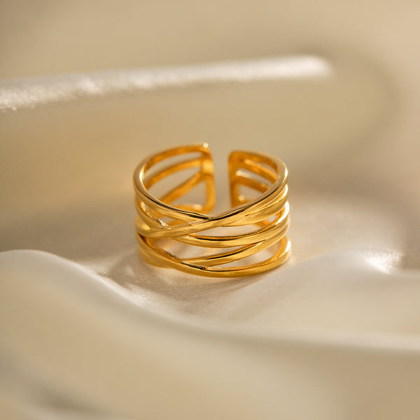 Ring IG Style Circle Geometric Stainless Steel 18K Gold Plated Rings