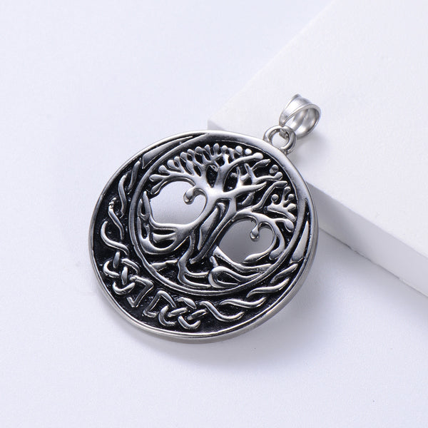 Retro Men Vintage Metal Retro Vintage Tree Stainless Steel Polishing Pendants