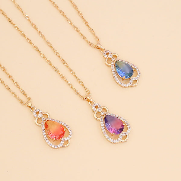 Women Minimalist Retro Vintage Droplet Glass Necklaces