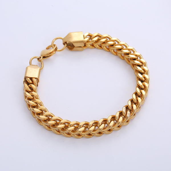 Hip Hop Men Geometric Metal Geometric Titanium Steel Gold Plating Bracelets