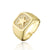 IG Style Women Quadrilateral Geometric Copper Inlay Rings