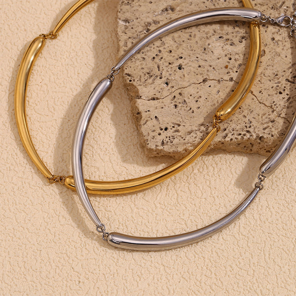 Minimalist Circle Geometric Stainless Steel Electroplating Necklaces