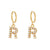 Minimalist Letter Number Text Stainless Steel 18K Gold Plated Earrings