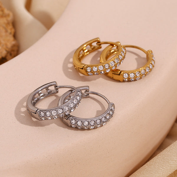 Fashion Circle Geometric Stainless Steel 18K Gold Plated Earrings