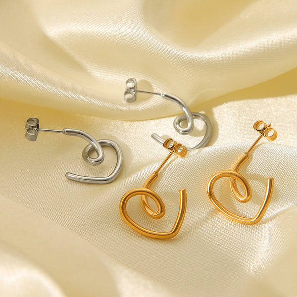 IG Style Heart Stainless Steel Electroplating Earrings