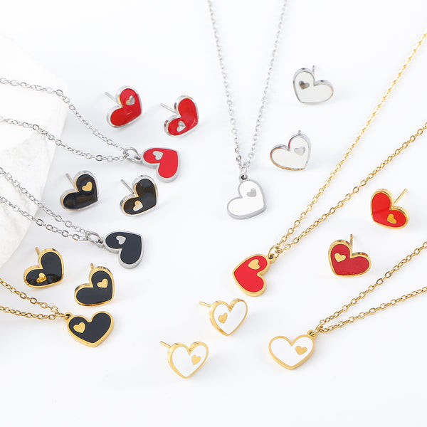 Minimalist Heart Bell Droplet Stainless Steel Electroplating Jewelry Sets