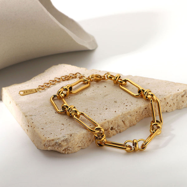 Women IG Style Geometric Stainless Steel 18K Gold Plated Bracelets