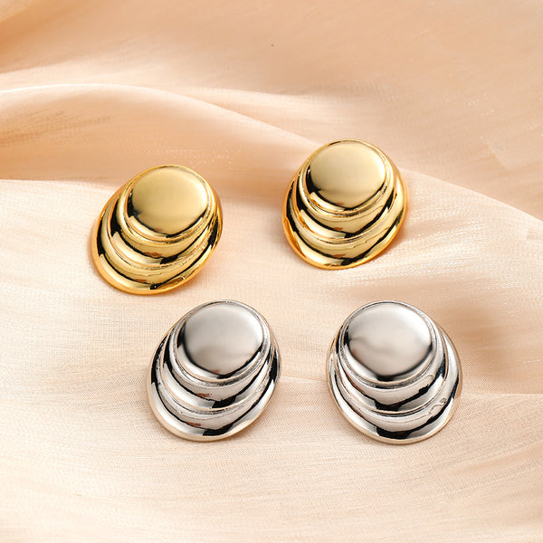 Expressive Ellipse Geometric Copper Electroplating Stud Earrings