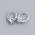 925 Sterling Silver Minimalist Circle Star Silver Diamond Inlay Stud Earrings