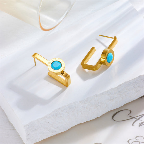 Fashion Asymmetrical Geometric Titanium Steel Electroplating Earrings