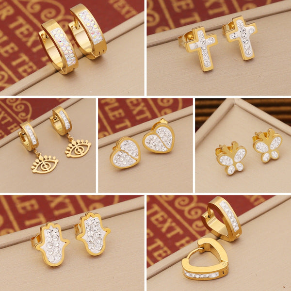 Fashion Heart Insect Stainless Steel Electroplating Earrings