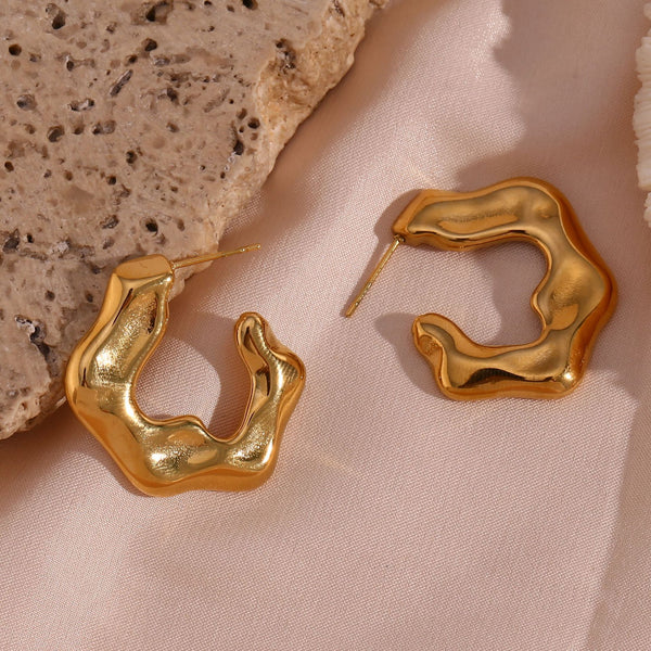 Fashion Irregular Geometric Stainless Steel 18K Gold Plated Earrings