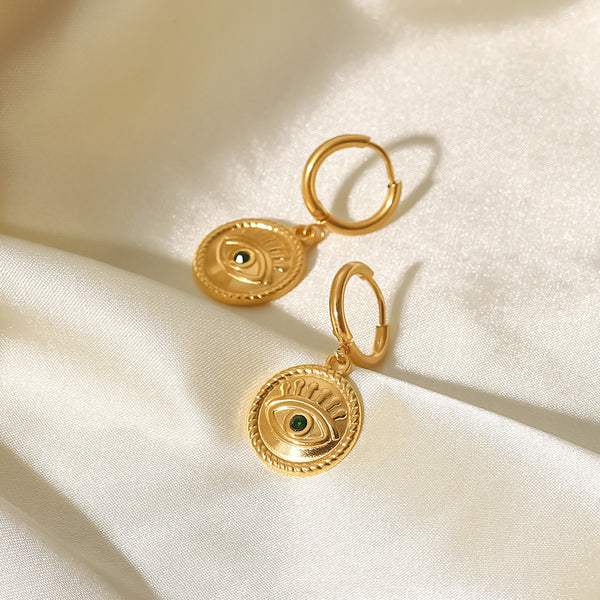 IG Style Circle Geometric Stainless Steel 18K Gold Plated Earrings