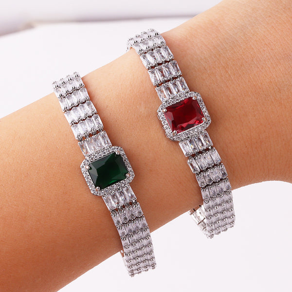 Moderate Luxury Women Quadrilateral Geometric Zircon Diamond Inlay Bracelets