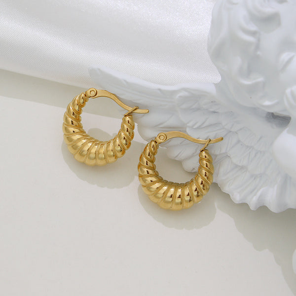 Minimalist Circle Geometric Stainless Steel 18K Gold Plated Earrings