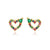 Luxurious Heart Amur adonis Heart Copper Zircon Inlay Earrings