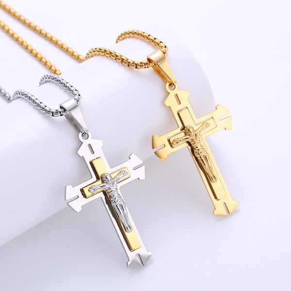 Retro Unisex Vintage Cross Cross Titanium Steel Electroplating Pendants