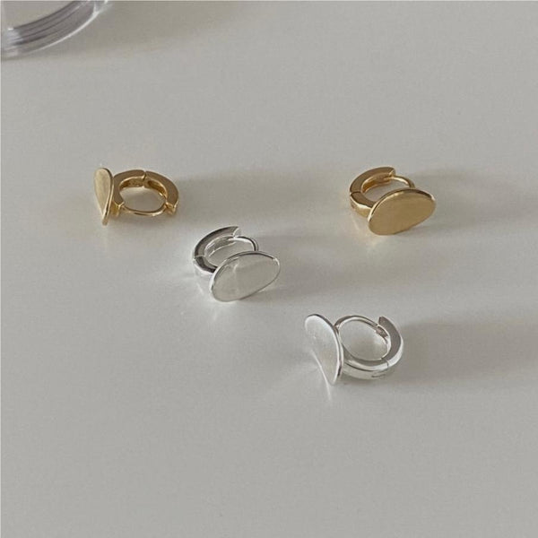 925 Sterling Silver Minimalist Geometric Heart Silver Handmade Stud Earrings