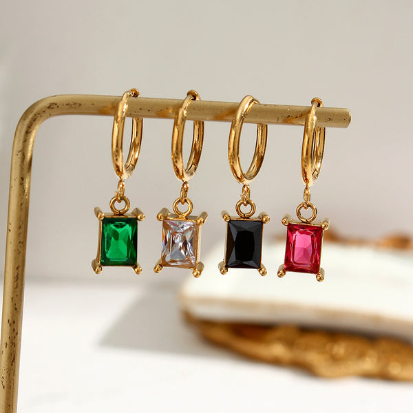 Fashion Quadrilateral Droplet Stainless Steel 18K Gold Plated Drop Earrings