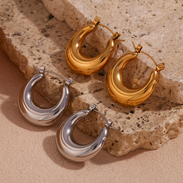 Fashion Circle Geometric Stainless Steel 18K Gold Plated Earrings