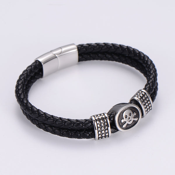 Men Metal Skull Skull Leather Bangles