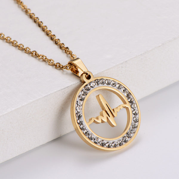 Women Korean Geometric Metal Diamond Rainbow Doll Stainless Steel Electroplating Pendants