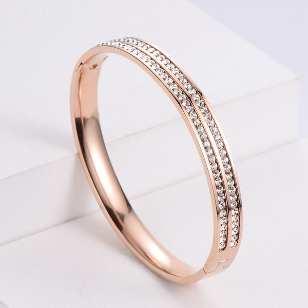 Women Minimalist Geometric Metal Diamond Geometric Stainless Steel Bangles